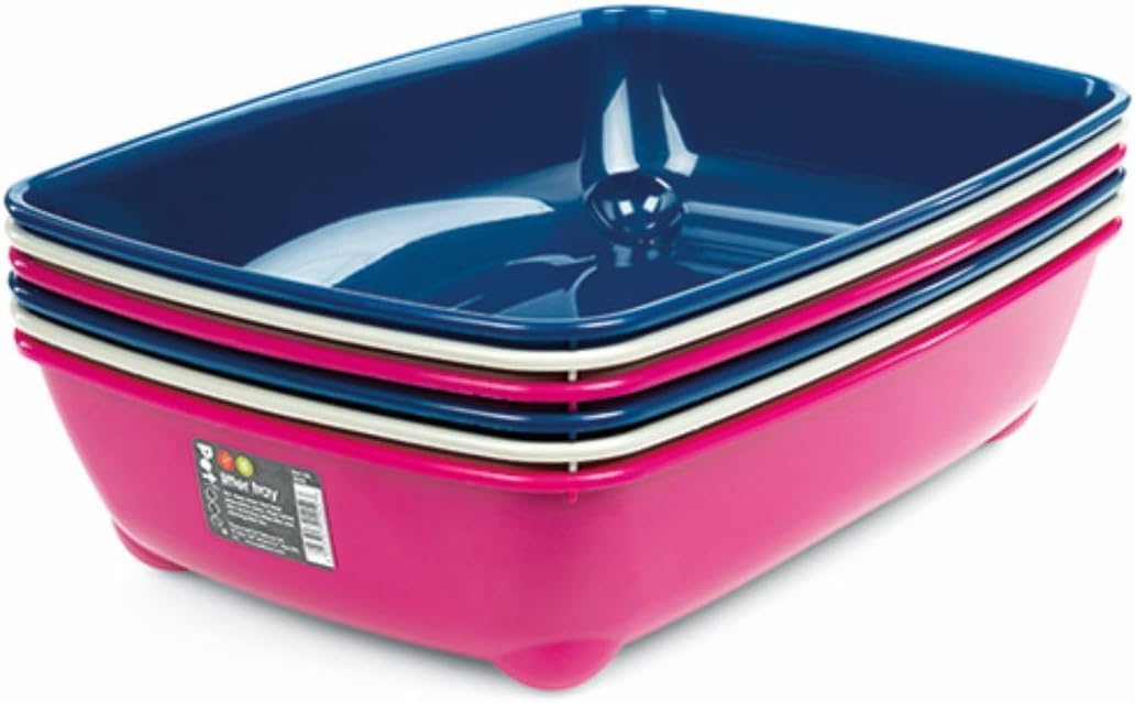 Petface Durable Cat Litter Tray, 42 cm, Assorted Colours (Pack of 1)