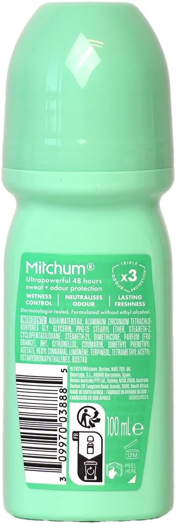 Mitchum Invisible Women 48HR Protection Roll On Deodorant & Anti-Perspirant, No White Marks, Alcohol Free, Clear Fresh