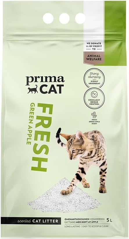 PrimaCat - Hygienic Apple Scented Cat Litter, Long Lasting Clay, 5L (4kg)