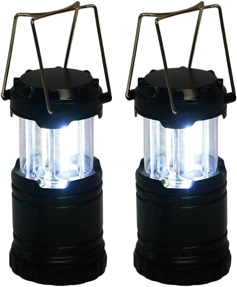Ram® 2 x Portable Camping Lantern Battery Operated LED Camp Tent Hiking Emergency Outdoor Hanging Light with Foldable Hooks