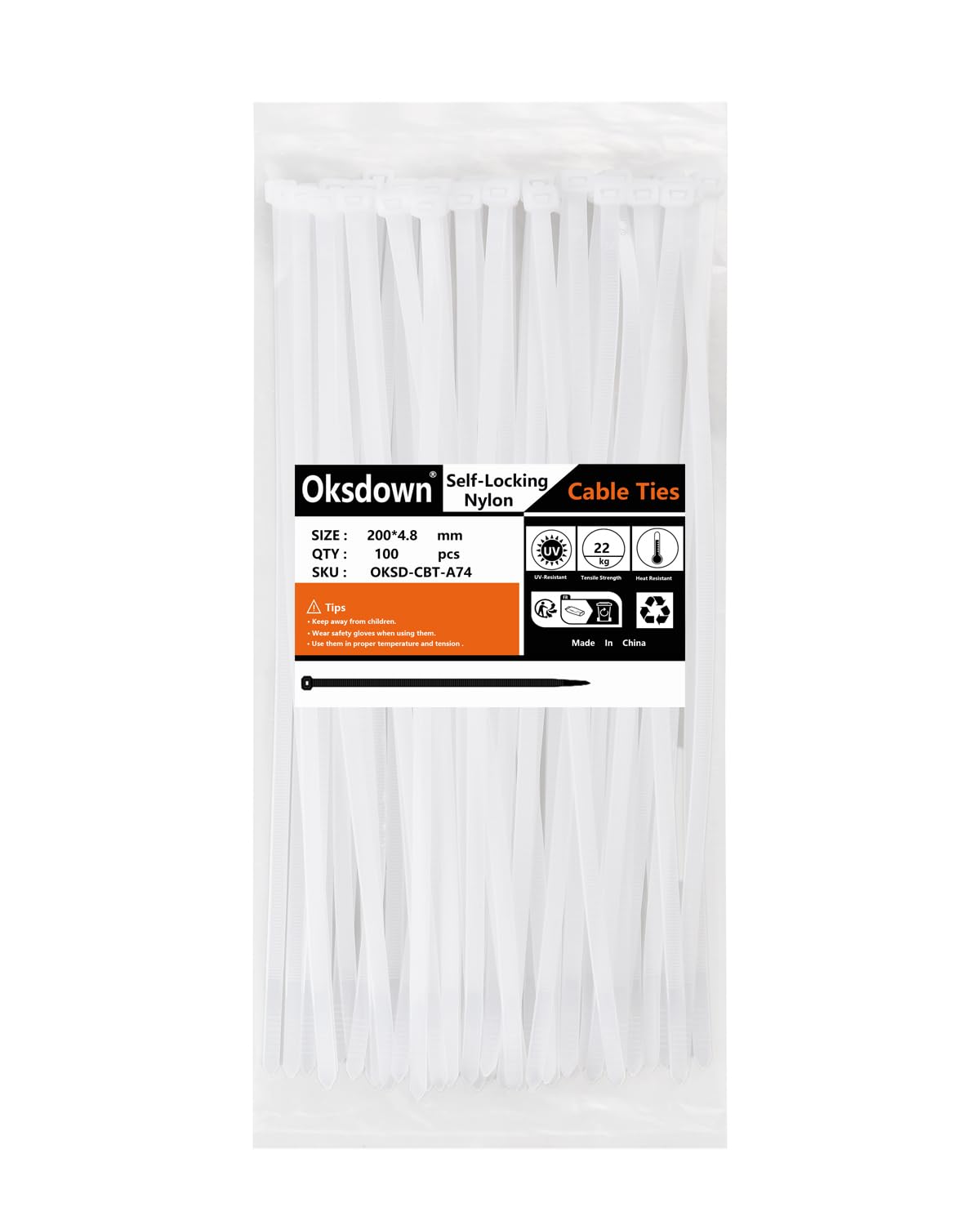 100 Pack Yellow Plastic Cable Ties 300mm×3.6mm Heavy Duty Strong Nylon Premium Self Locking 12 inch/30 cm Long Zip Tie Wraps