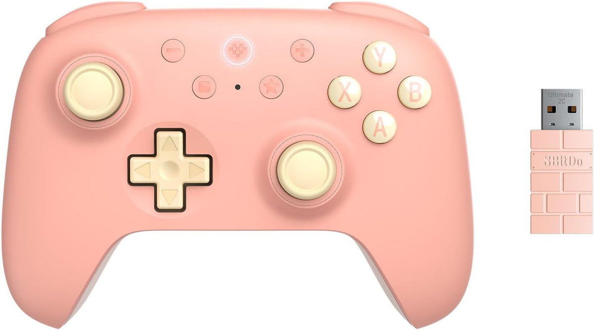 8Bitdo Ultimate 2C Wireless Controller for Windows PC and Android, with 1000Hz Polling Rate, Hall Effect Joysticks and Hall Triggers, and Remappable L4/R4 Bumpers (Peach)
