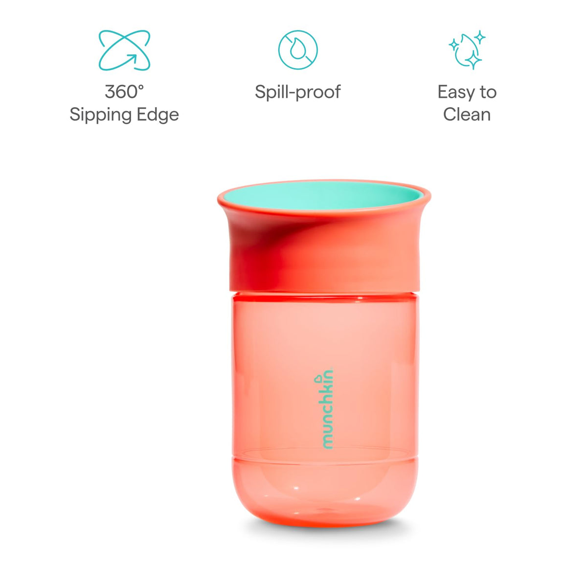 Munchkin Miracle 360 Baby Cup |2-Pack | 6m+ | 207ml | Purple/Coral