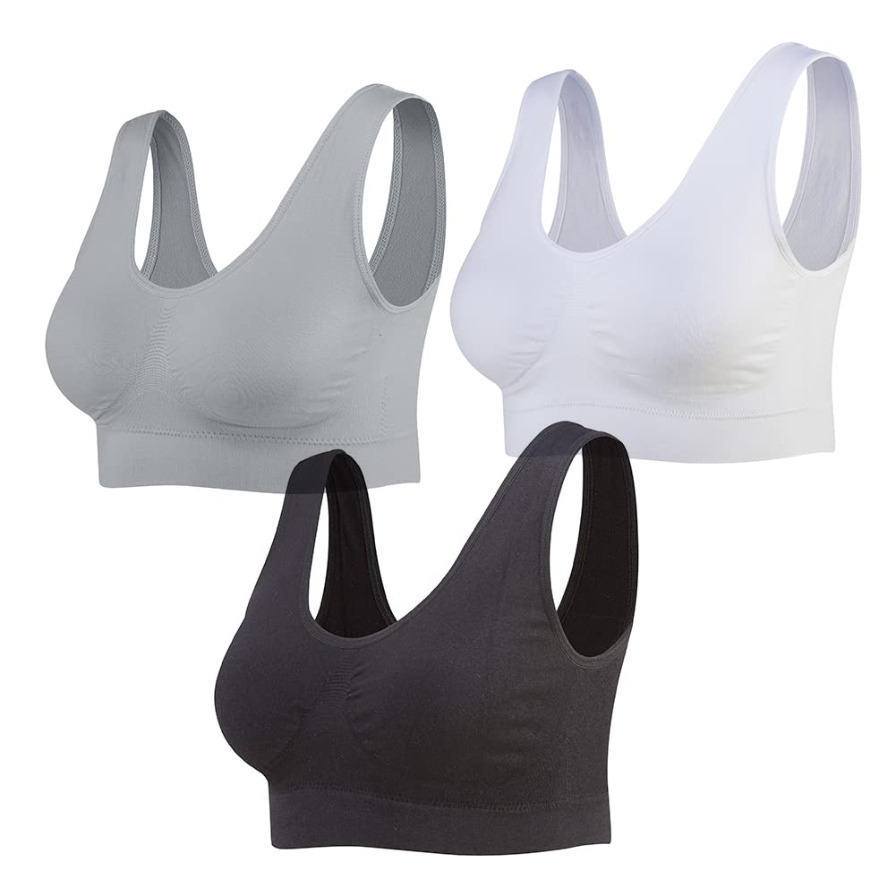 Lemef 3-Pack Seamless Sports Bra Wirefree Yoga Bra with Removable Pads for Women