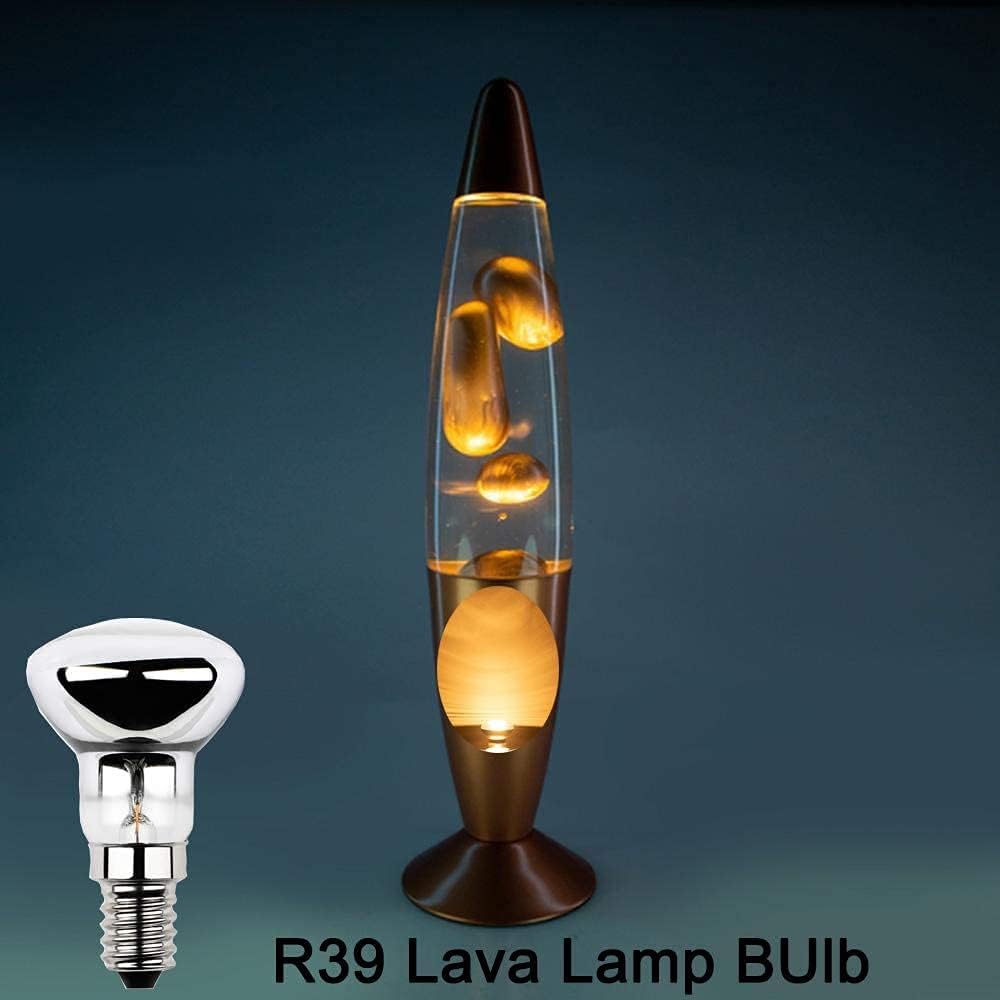 2X R39 E14 25W Lava Lamp Bulbs 240V, Small Edison Screw SES Reflector Spot Lava Lamp Bulbs Dimmable, SES Warm White 2600K Energy Saving R39 Spotlight Bulbs (Silver Base).