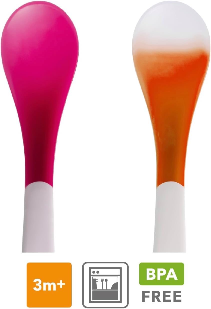 Munchkin White Hot Toddler & Baby Spoons| Baby Weaning Spoons Set with Colour Changing Heat Alert| Dishwasher Safe Plastic Cutlery| BPA Free| Baby Feeding Spoons & Dessert Spoons for Babies | 4 Pack
