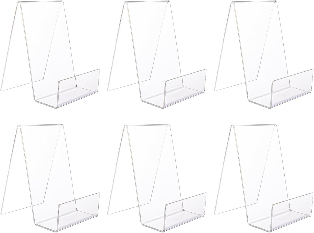 ASelected 6Pcs Clear Acrylic Book Stand, book Holders, Transparent Book Display Stand for Displaying Books, Notebooks, Picture Albums, Picture Books, Menu, Magazine