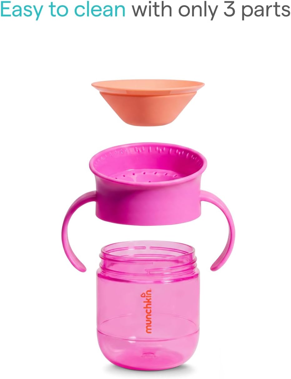 Munchkin Miracle 360 Baby Cup |2-Pack | 6m+ | 207ml | Purple/Coral
