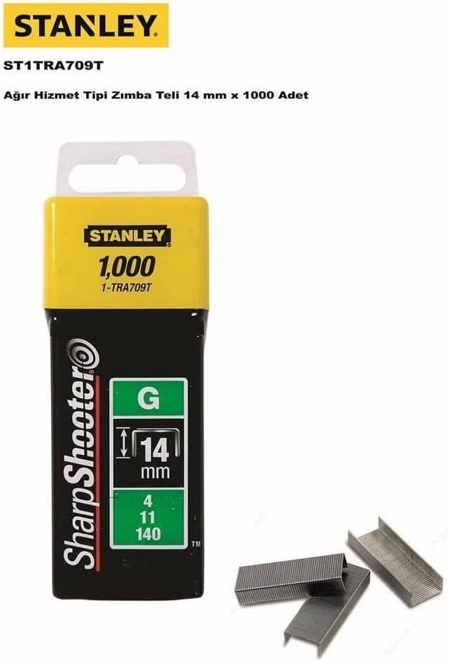 STANLEY 14mm Heavy-Duty Staples, Type G, Pack of 1000, 1-TRA709T