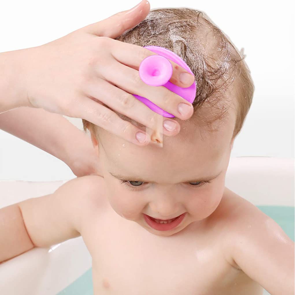 Baby Bath Brush, Baby Cradle Cap Brush, Silicone Massage Brush, Silicone Scrubbers Exfoliator Brush, Baby Skin Scrubbers Essential for Dry Skin, Cradle Cap and Eczema 2 Pack (Blue & Green)