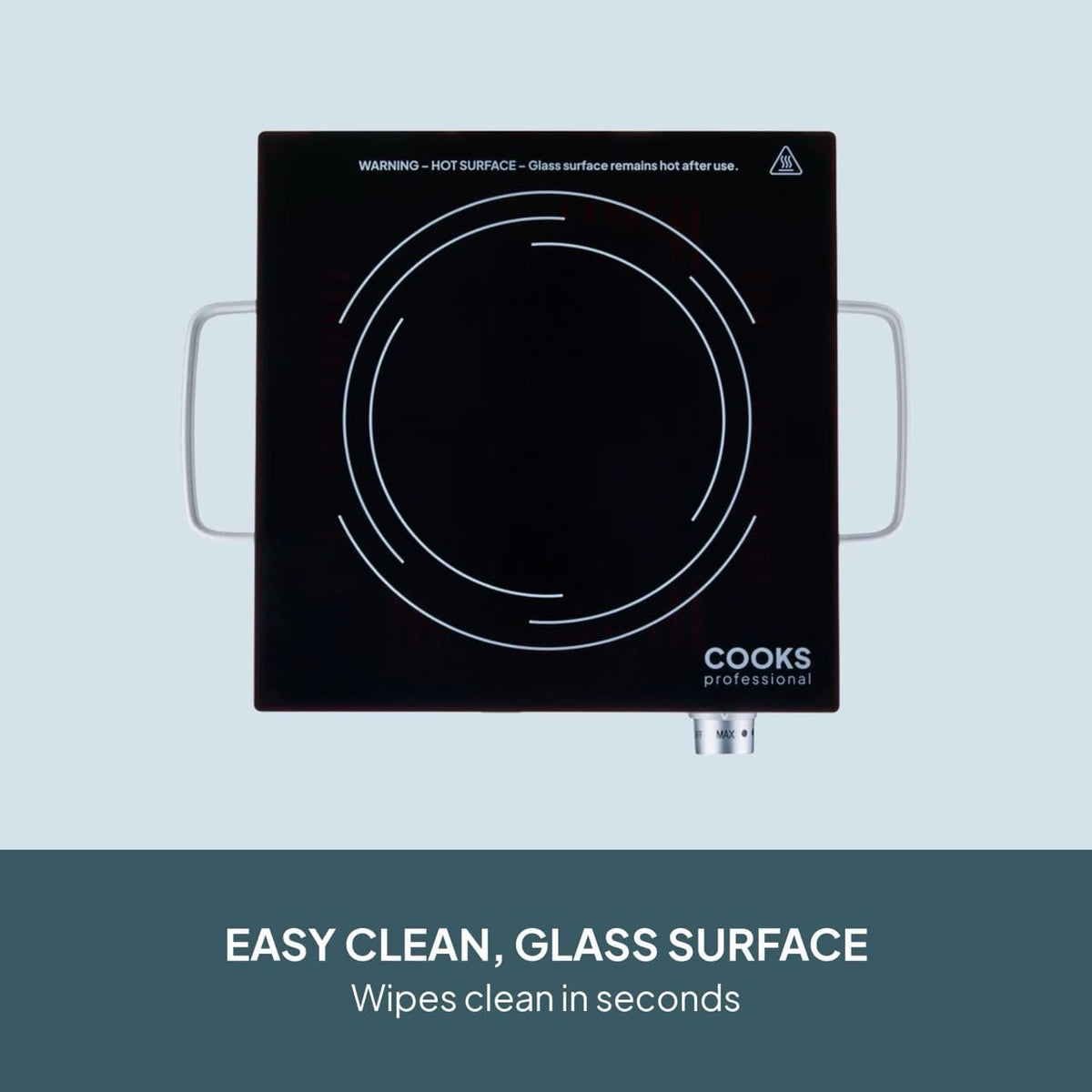 Cooks Professional Single Electric Ceramic Hob 2000W | Plug In Portable Hot Plate Powerful Countertop Stove with Non-Slip Feet, Side Handles & Knob Control | 17.5cm Diameter