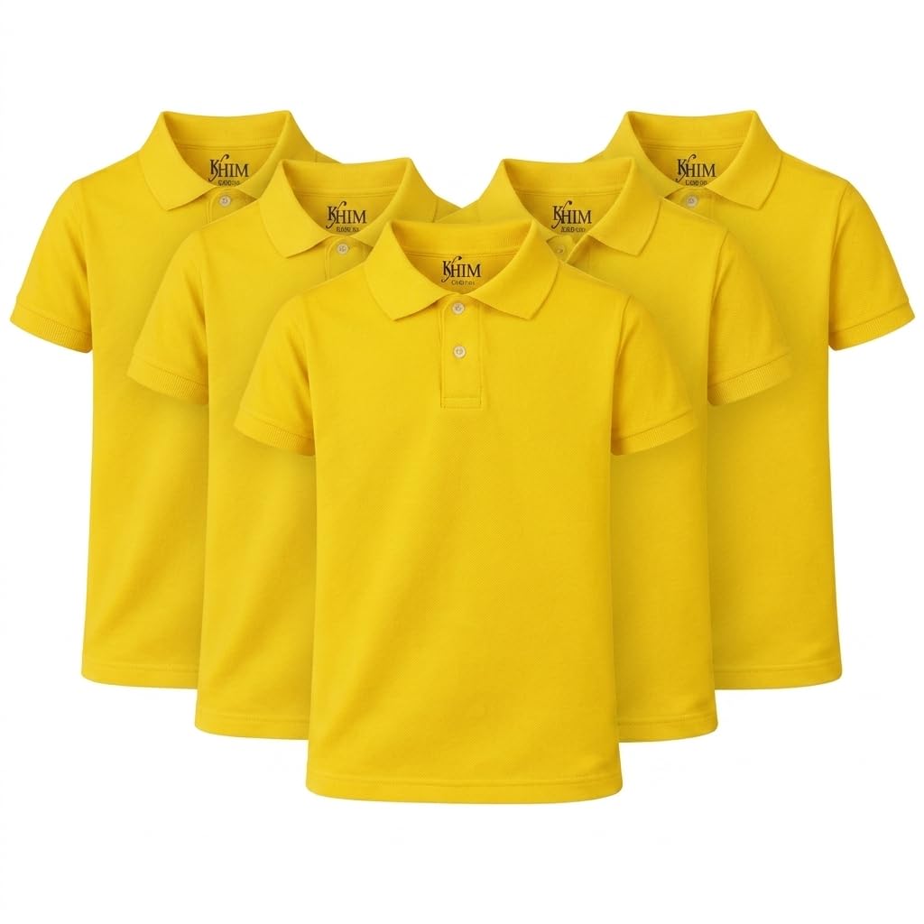 KHIM Unisex Polo Short Sleeve Polycotton Boys Girls School Uniform Plain Half Sleeve Shirts Sports Wear Indoor Outdoor