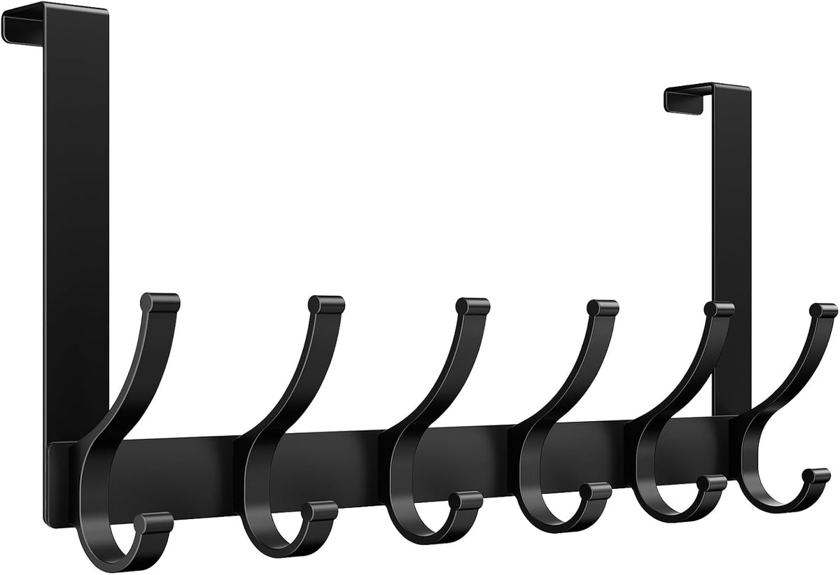 Optish Over The Door Hooks, Heavy Duty 12 Hooks Over Door Hanger Hook Black