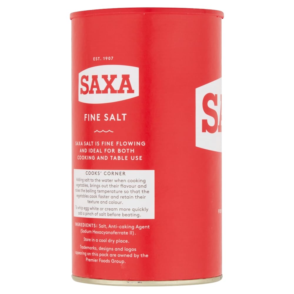 Saxa Fine Table Salt for Table & Cooking, 750 g Drum (1-Pack)