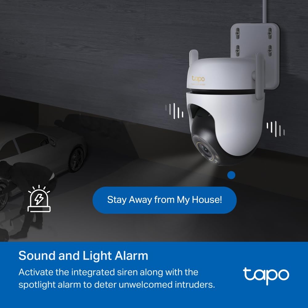 Tapo TP-Link C500 Outdoor Wi-Fi Security Camera, 360° FHD 1080P with Night Vision, Two-Way Audio, Cloud Video Recording, Works with Alexa