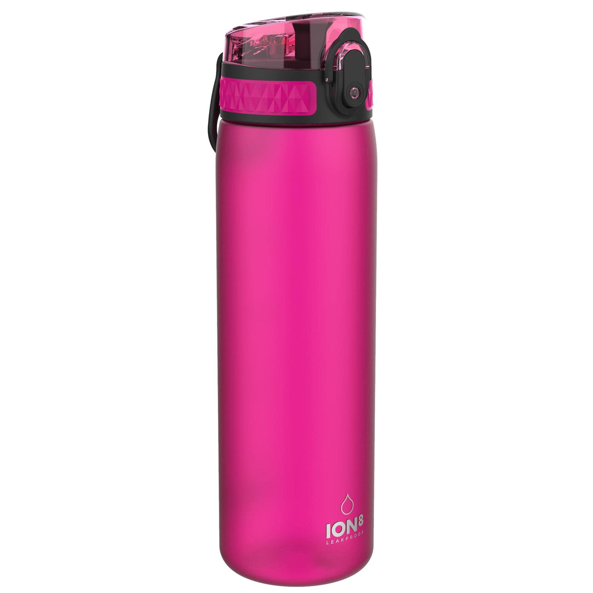 Ion8 Water Bottle, 500 ml/18 oz, Leak Proof, Easy to Open, Secure Lock, Dishwasher Safe, Hygienic Flip Cover, Carry Handle, Fits Cup Holders, Easy Clean, Hot Pink