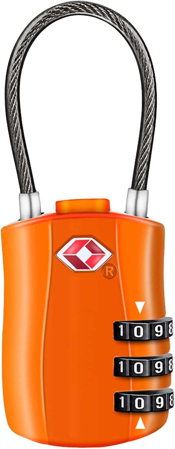 Diyife TSA Approved Luggage Locks with Flexible Steel Cable, Easy to Set up