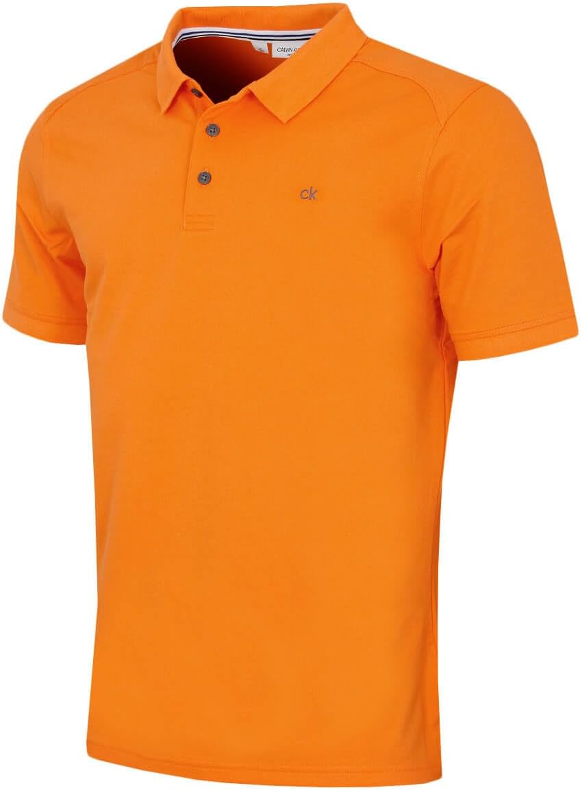 Calvin Klein Mens 2026 Campus 3 Button Ribbed Collar Golf Polo Shirt