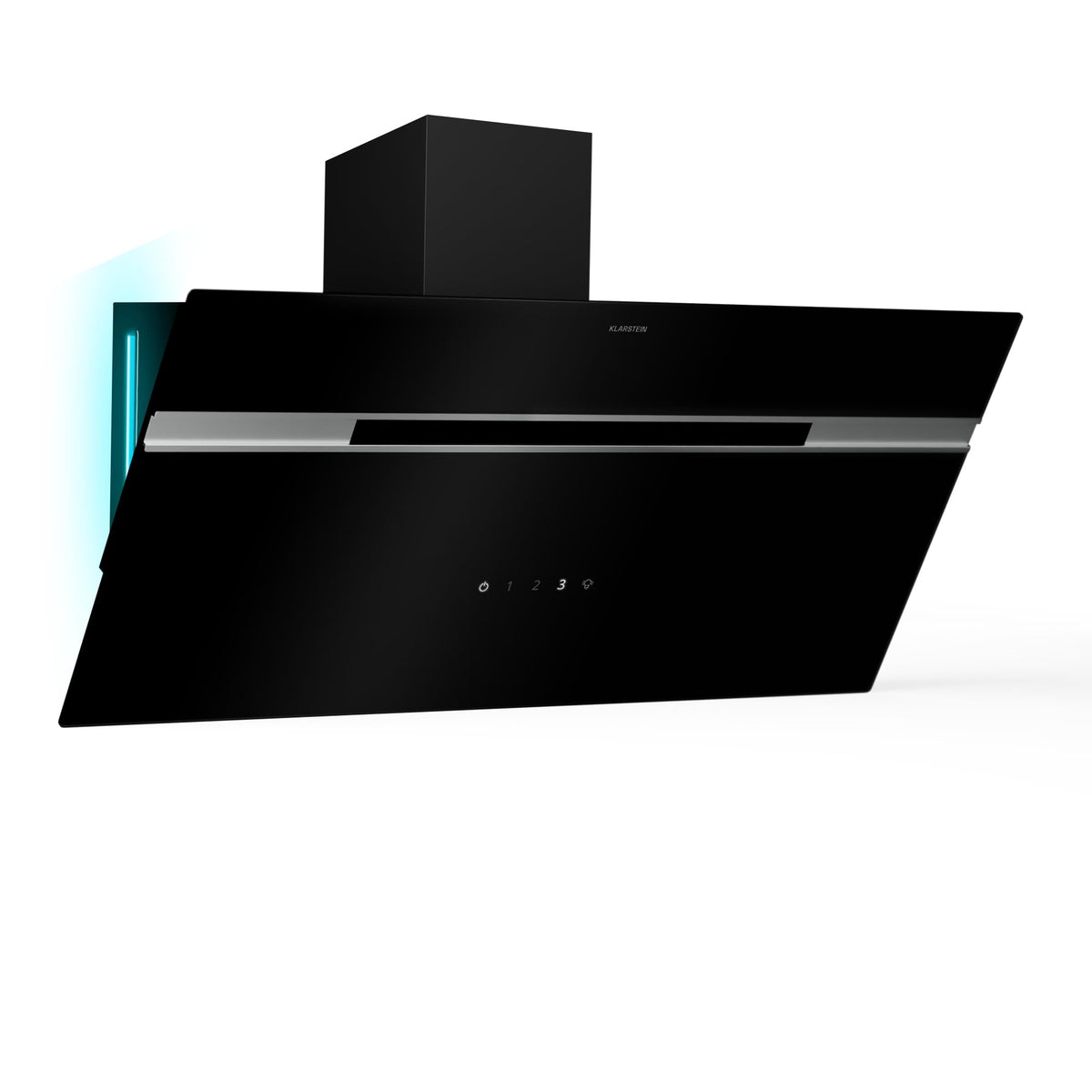 Klarstein Alina 90 Angled Cooker Hood - 615m³/h Air Flow, Touch Panel, LED Backlighting, Quiet 63dB, Energy Class A, 90cm Extractor Hood, Black