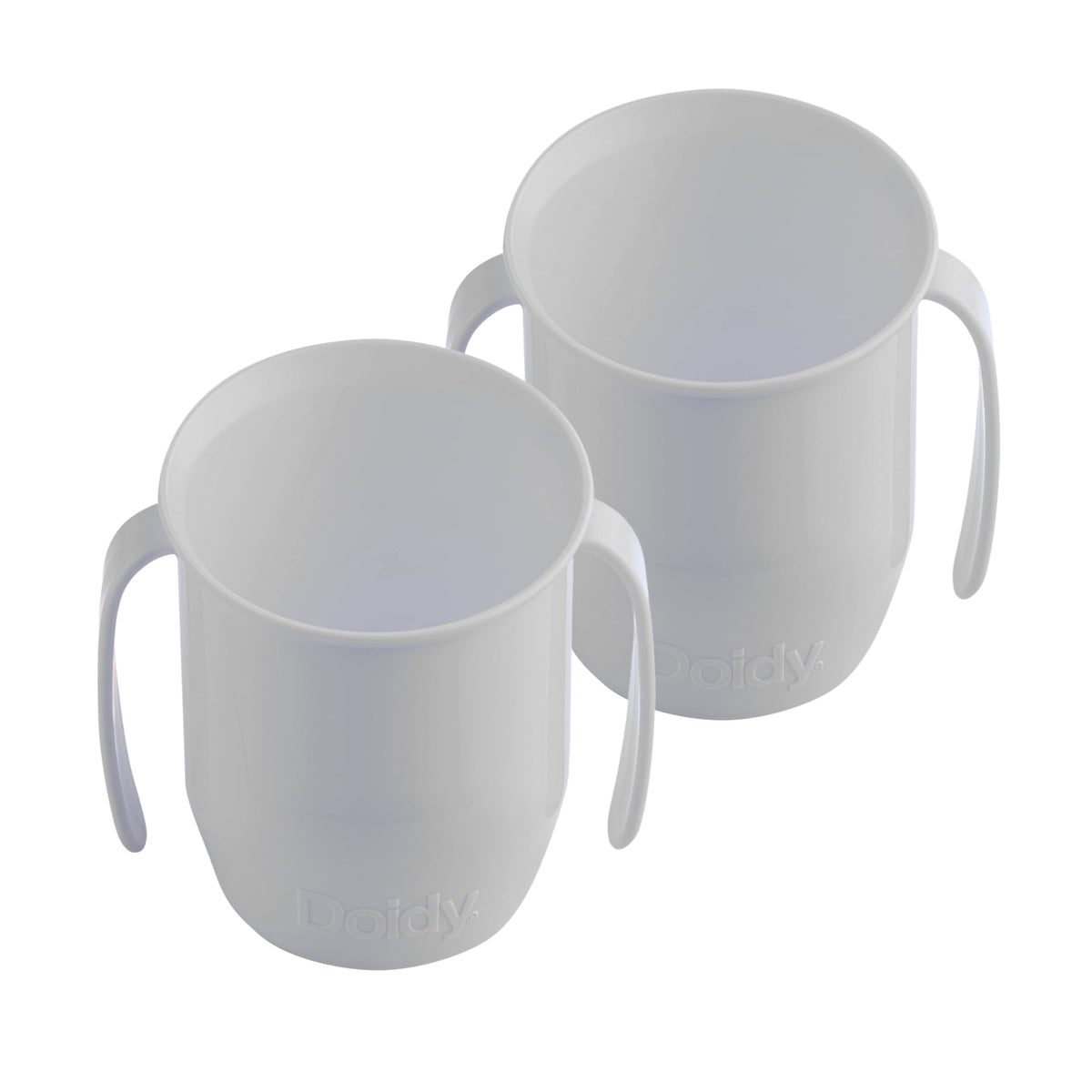 Doidy Cup, Open Cup for Training Baby 6 Months-3 Years, 200ml, Slanted Weaning Cup with Handles for Learning to Drink, BPA Free, 2 Pack (Orange)