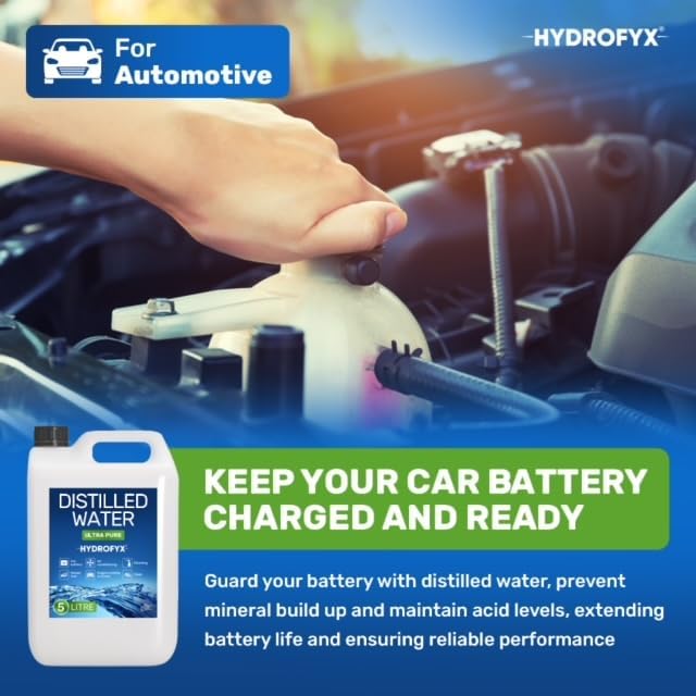 HYDROFYX 5L Distilled Water – 0 PPM TDS Mineral Free Water for CPAP Machines, Humidifiers, Steam Irons & Car Batteries – Made in UK