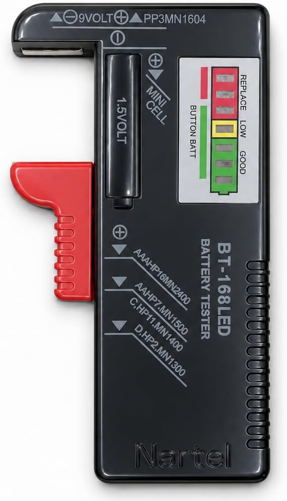 LED Digital Battery Tester Battery Checker Multi Size for AA AAA C D 9V 1.5V Button Cell Batteries (Requires No Battery to Operate)