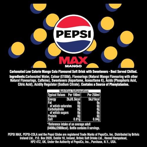 Pepsi Max Caffeine Free Cola | 330ml Can | 8 Pack