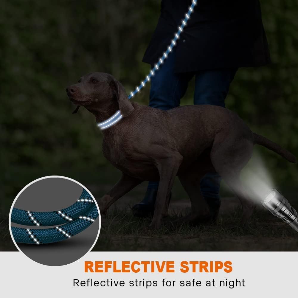 Taglory Rope Dog Lead with Soft Padded Handle – Reflective Rock Climbing Rope Lead for Small and Medium Dogs 120 cm 1.0 cm Black