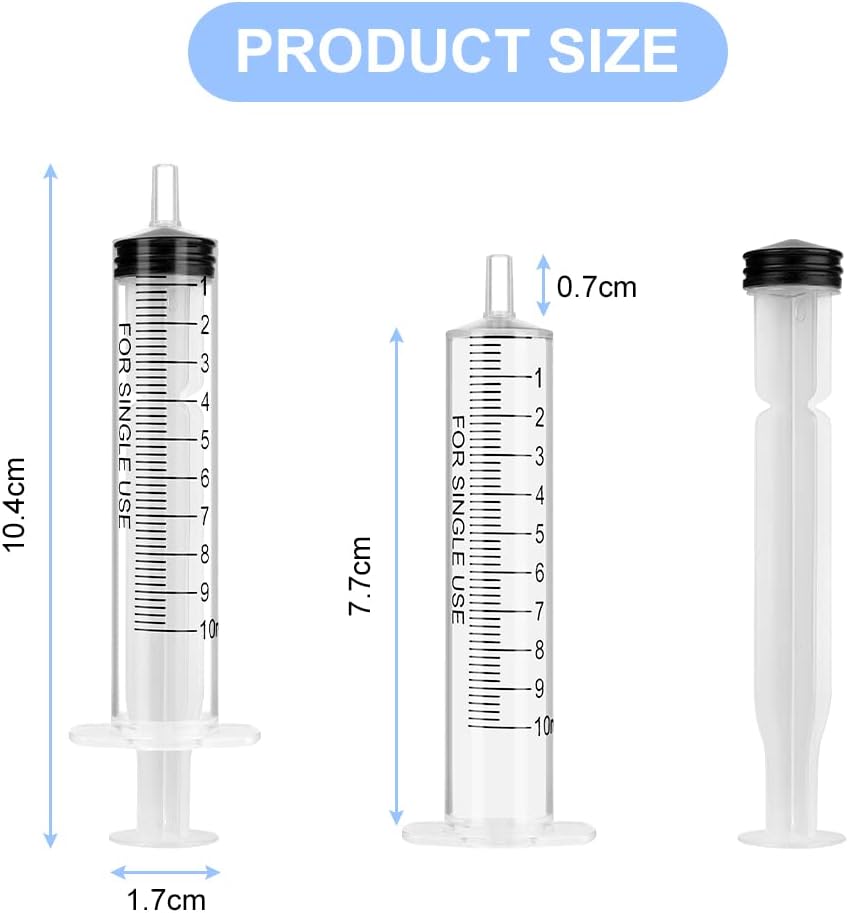 OFFCUP Plastic Syringes, 8pcs No Needle Syringe, 10ml Liquid Measuring Syringe with Luer Slip Tip for Refilling and Measuring Liquids, Scientific Labs Experiment, Feeding Pets (No Needle)