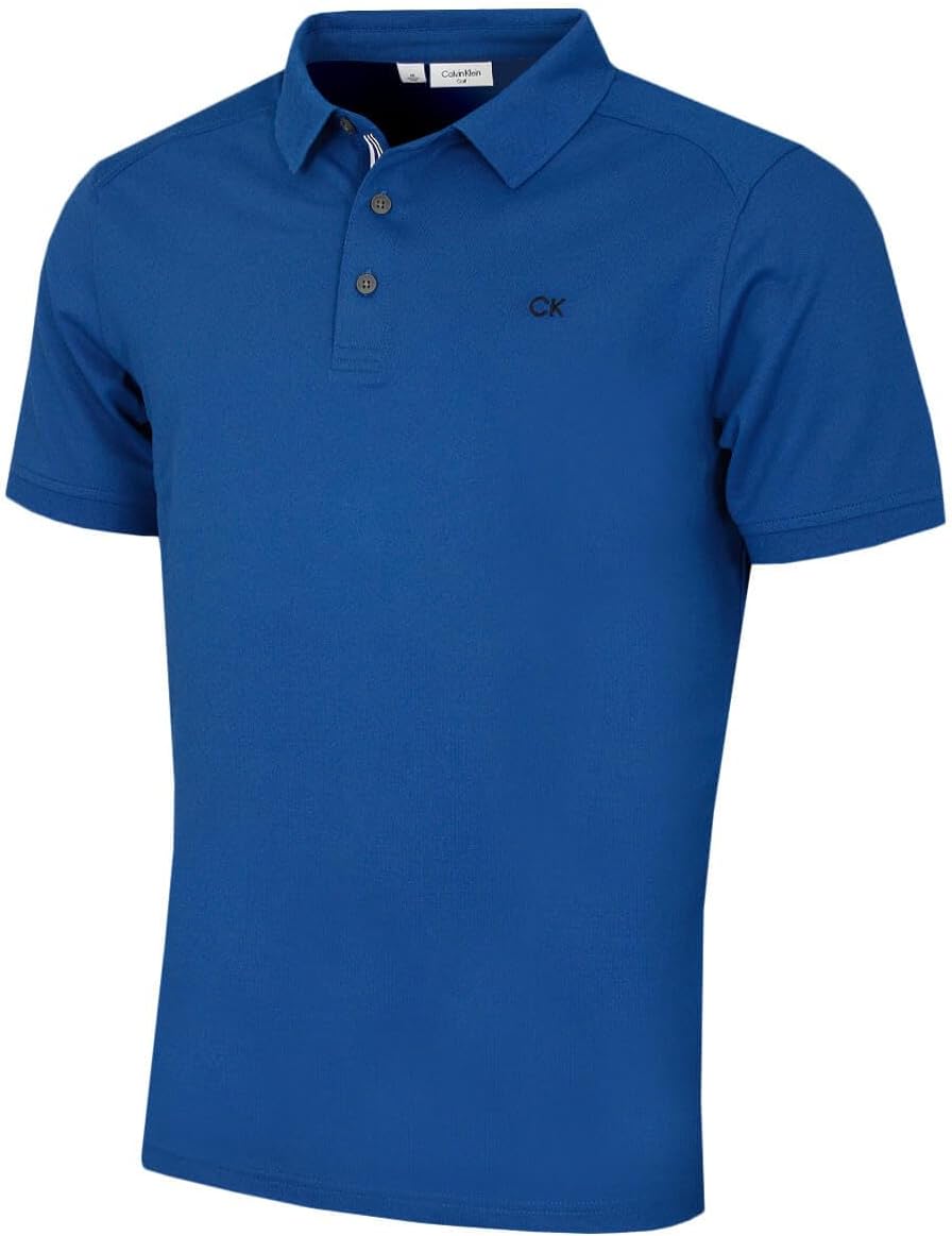 Calvin Klein Mens 2026 Campus 3 Button Ribbed Collar Golf Polo Shirt