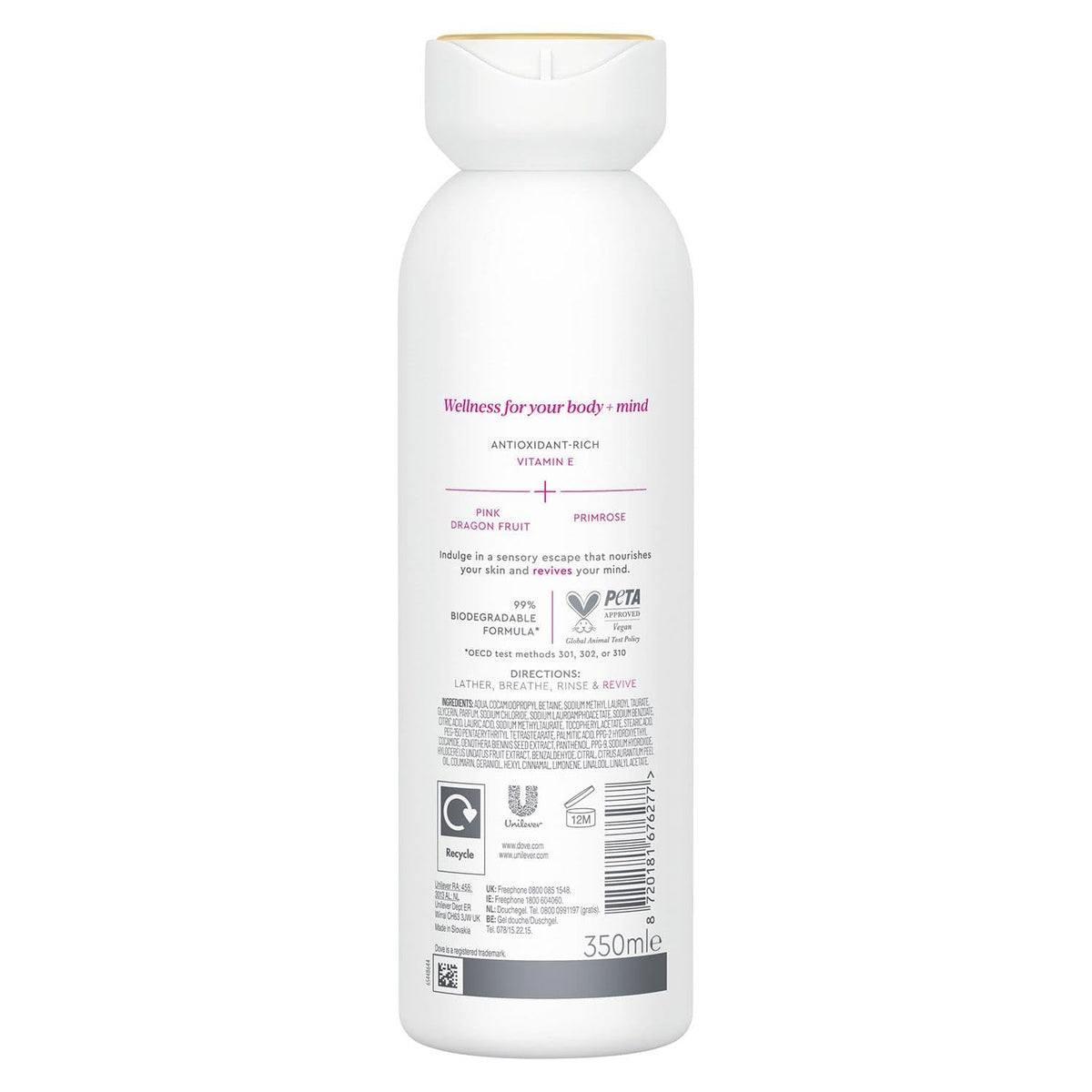 Dove Body + Mind Jojoba Oil & Coconut Milk Serum Body Wash body cleanser with antioxidant-rich vitamin E for glowing skin 350 ml