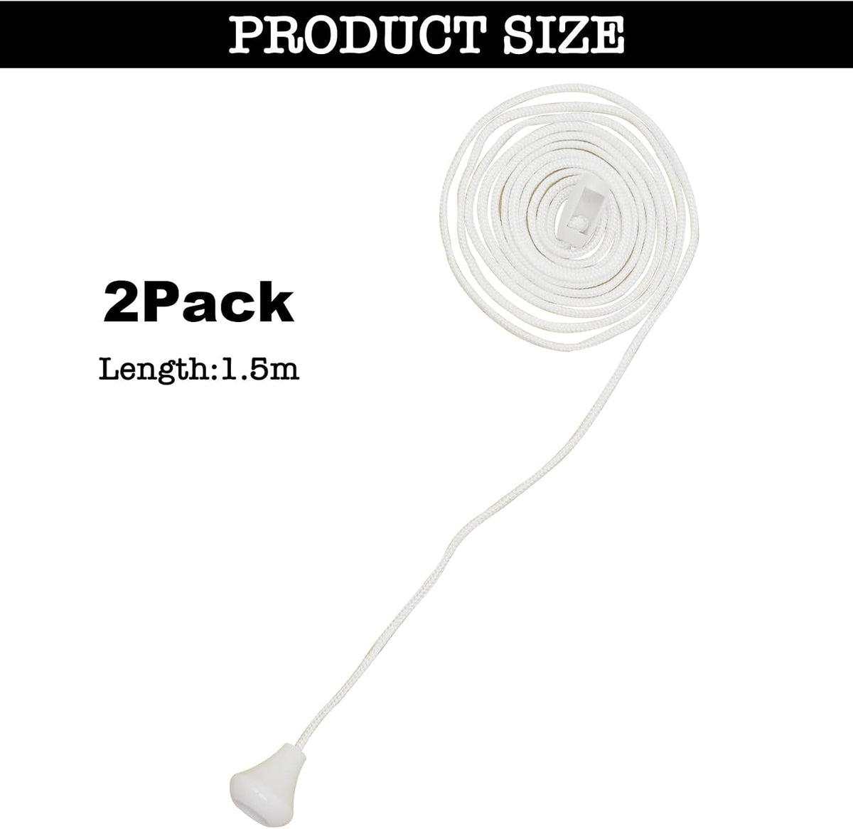 2pcs Replacement Nylon Pull Cord Light Switch Bathroom Light Pull Cord-1.5m