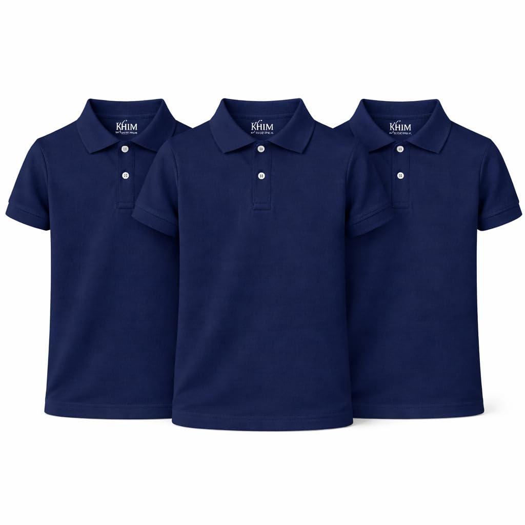 KHIM Unisex Polo Short Sleeve Polycotton Boys Girls School Uniform Plain Half Sleeve Shirts Sports Wear Indoor Outdoor