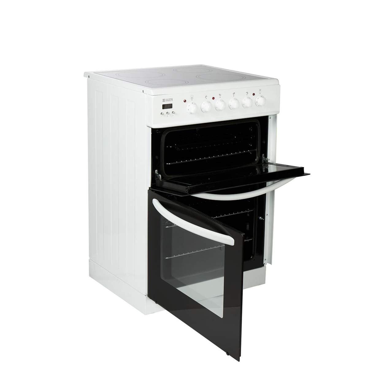 Haden Double Oven 50cm Electric Cooker 4 Zone Ceramic Hob White