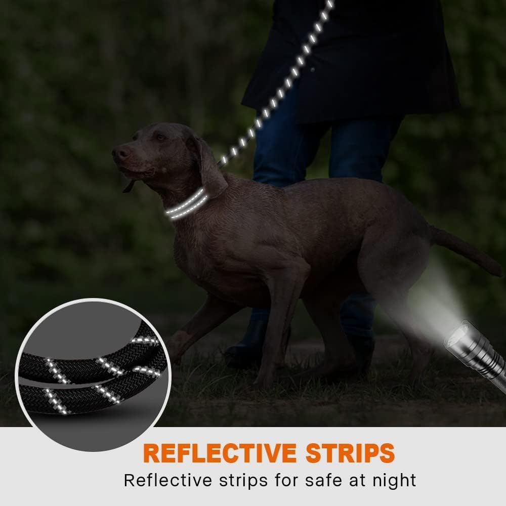 Taglory Rope Dog Lead with Soft Padded Handle – Reflective Rock Climbing Rope Lead for Small and Medium Dogs 120 cm 1.0 cm Black
