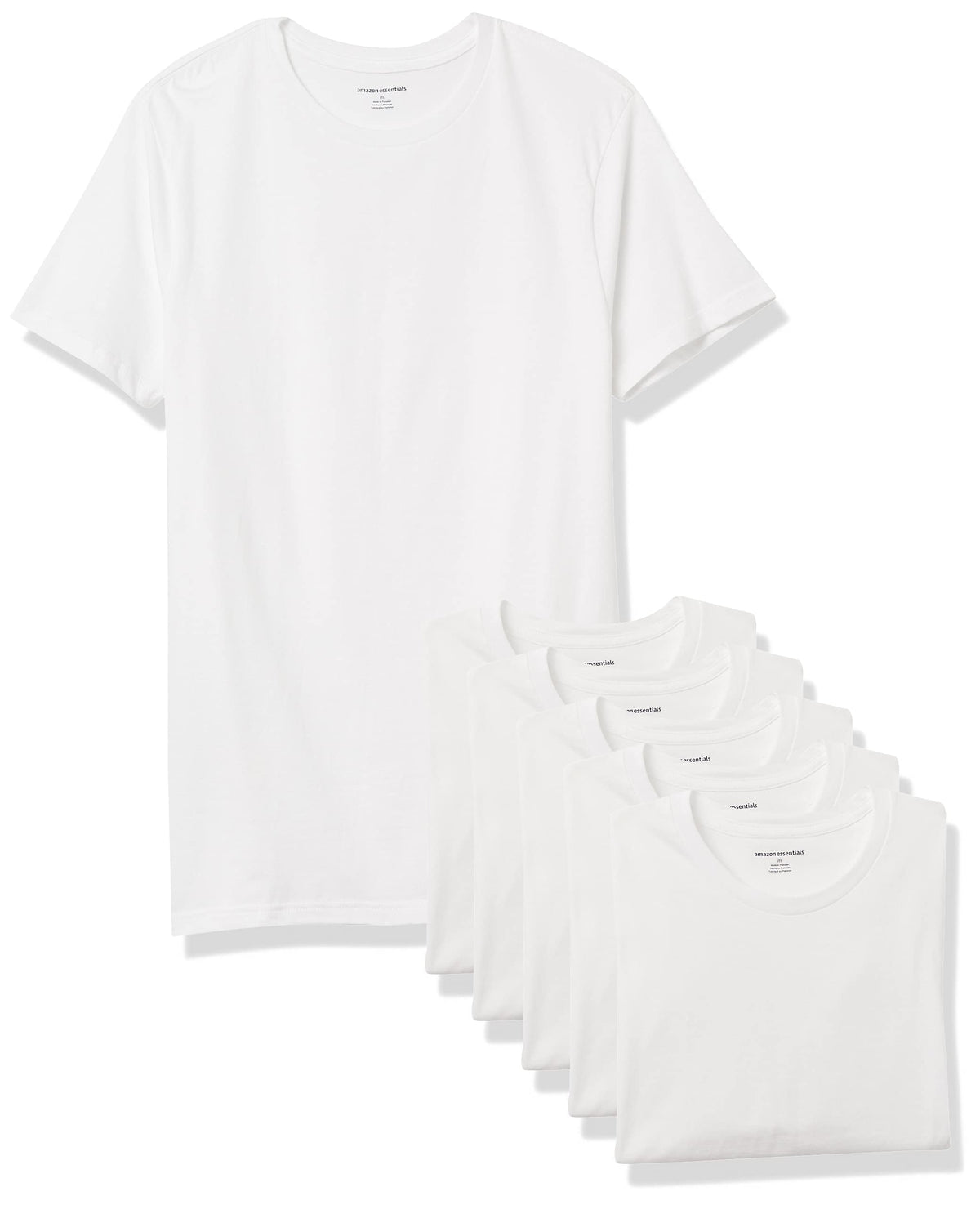Amazon Essentials Men's Vests - Slim-Fit Cotton Crew Neck, Short and Long Sleeve T Shirt, Pack of 6, Undershirt and Vests for Men