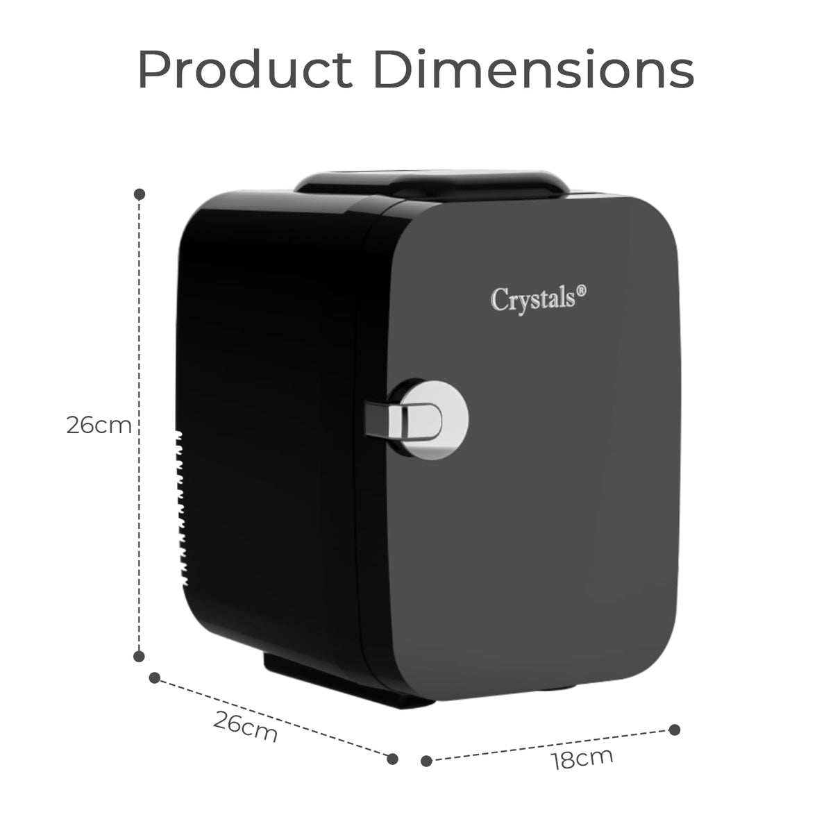 Crystals Mini Fridge, 10L Table Top Small Fridge Cooler & Warmer for Car Bedrooms Desk Office, 12V DC - 220 AC, Energy Efficient (Black)