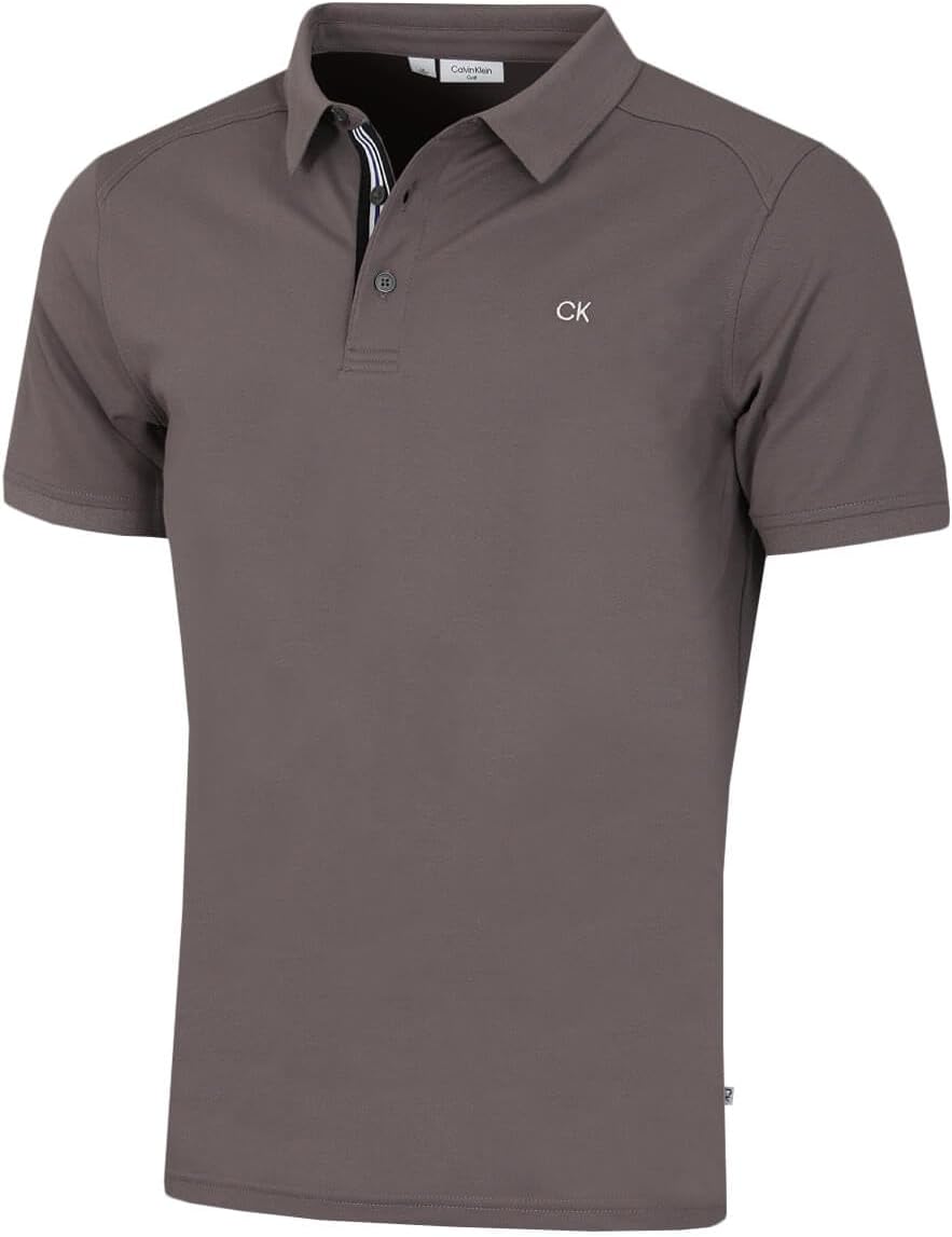 Calvin Klein Mens 2026 Campus 3 Button Ribbed Collar Golf Polo Shirt
