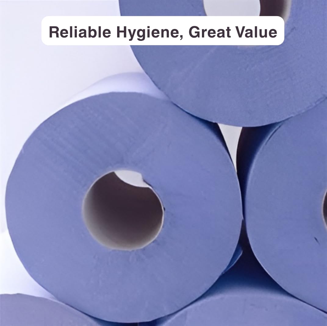 Bargain Factory Blue CENTREFEED Rolls 2 PLY 18 Pack Paper Towels Hand Towel Tissue Premium Quality Wall Mounted Lockable Rolls 100m