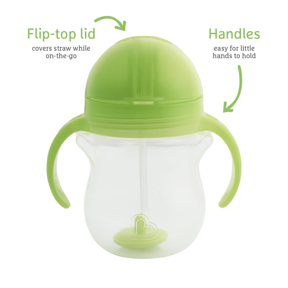 Munchkin Click Lock Tip & Sip Straw Cup Set| Baby & Toddler Sippy Cups with Straw| BPA Free Non Spill Cup| Dishwasher Safe Baby Straw Cup| Weighted Straw Childrens Cups| 7oz/207ml| 2 Pack| Pink/Purple