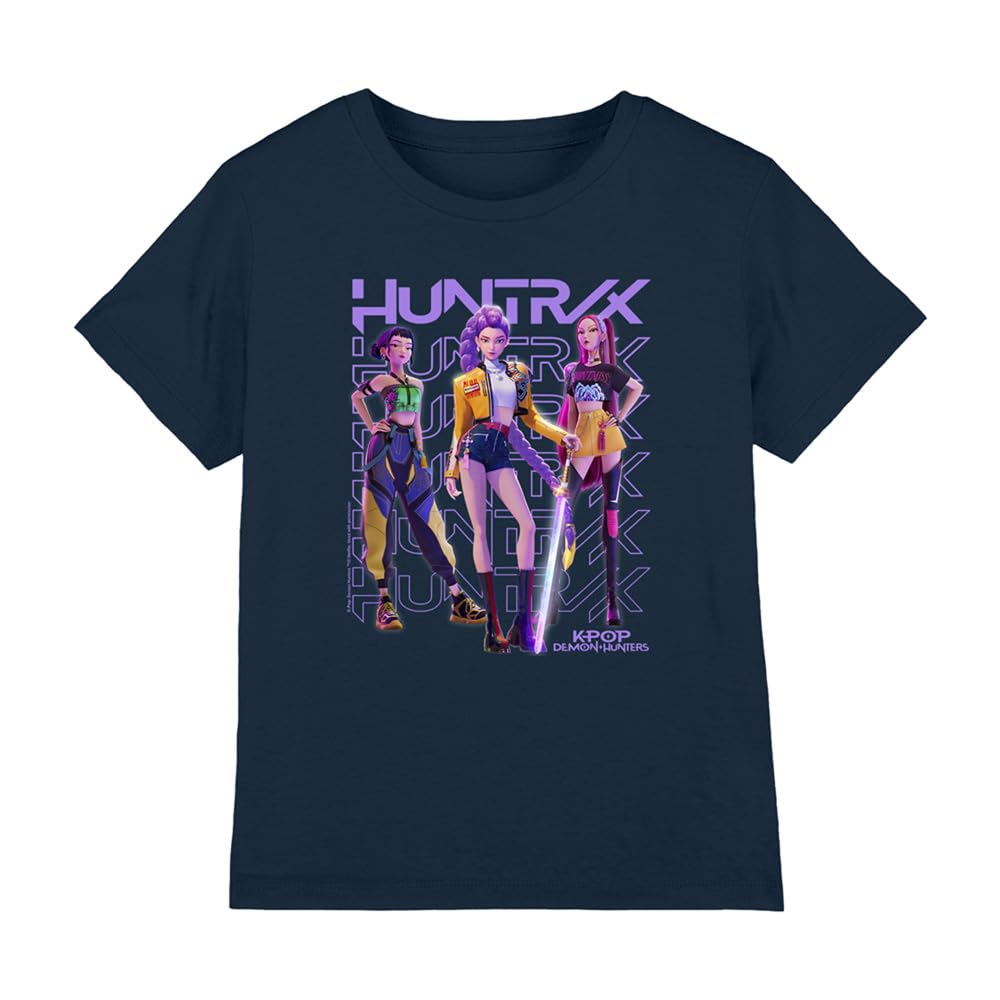 Kpop Demon Hunters Unisex Kids K-pop Demon Hunters - Huntrix Huntr/X Golden Trio Pose Kids T Shirt T-Shirt (Pack of 1)