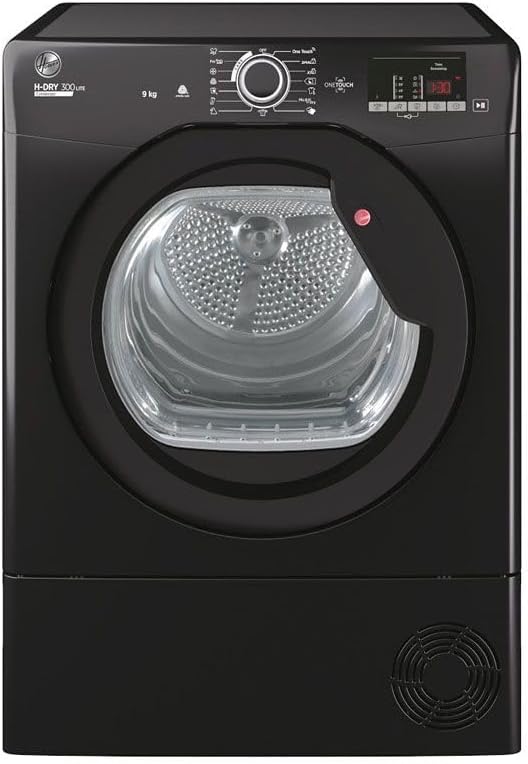 HLEC9DGB H-DRY 300 9 KG Large Capacity, Sensor Dry, 14 Programmes, B Energy, NFC Connected, Anti-Allergy, Anti- Crease, Delay Start, Freestanding Condenser Tumble Dryer - Black (HxWxDcm) - 59x60x85