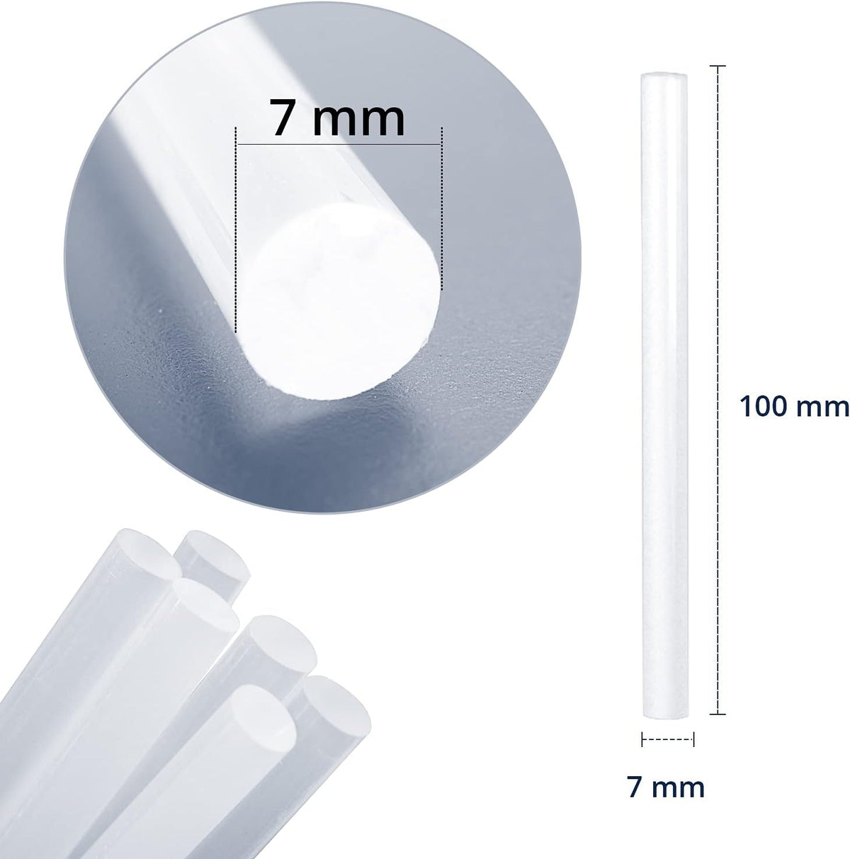 ANSIO Hot Glue Sticks for Hot Glue Gun, SGS Approved, 100 pcs - 7mm x 100mm