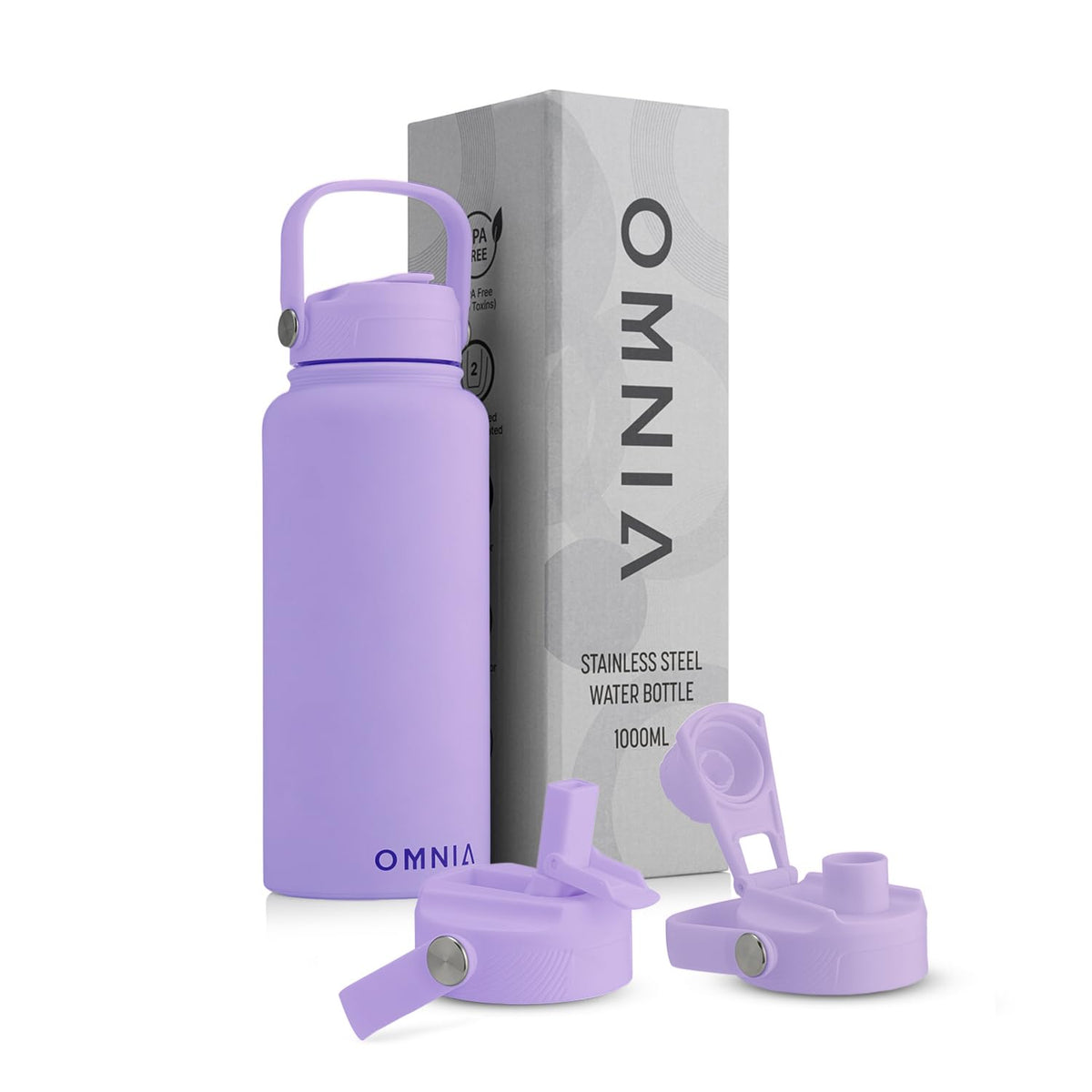 Vacuum Insulated Stainless Steel Water Bottle, 2 Lids (Straw & Spout) Leakproof, BPA-Free, Reusable Flask Ideal for Travel and Outdoors (Gradient Purple - 750 ml)