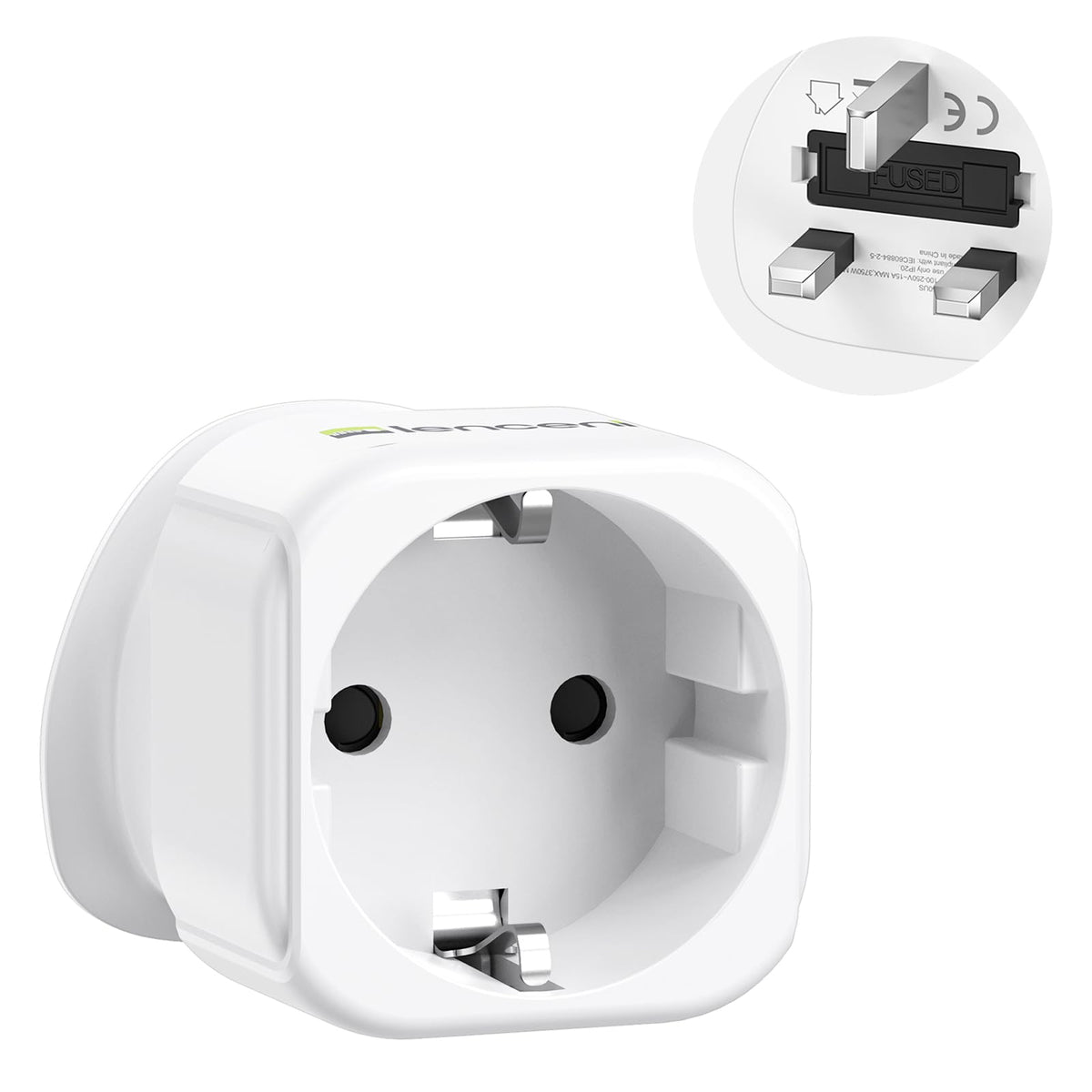 LENCENT 2 Pack EU to UK Plug Adapter,Black