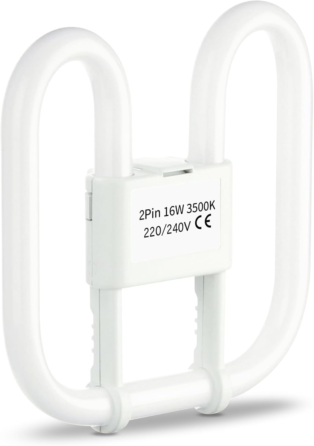 Quebec 16W 2D Square 2-Pin GR8 Cap Compact Fluorescent Lamp, Warm White 3500K, Non-Dimmable CFL Light Bulb, Energy Class A, AC 230V, DD Flat Butterfly Bulb for Flush Mount Ceiling Lighting, 8000 Hours