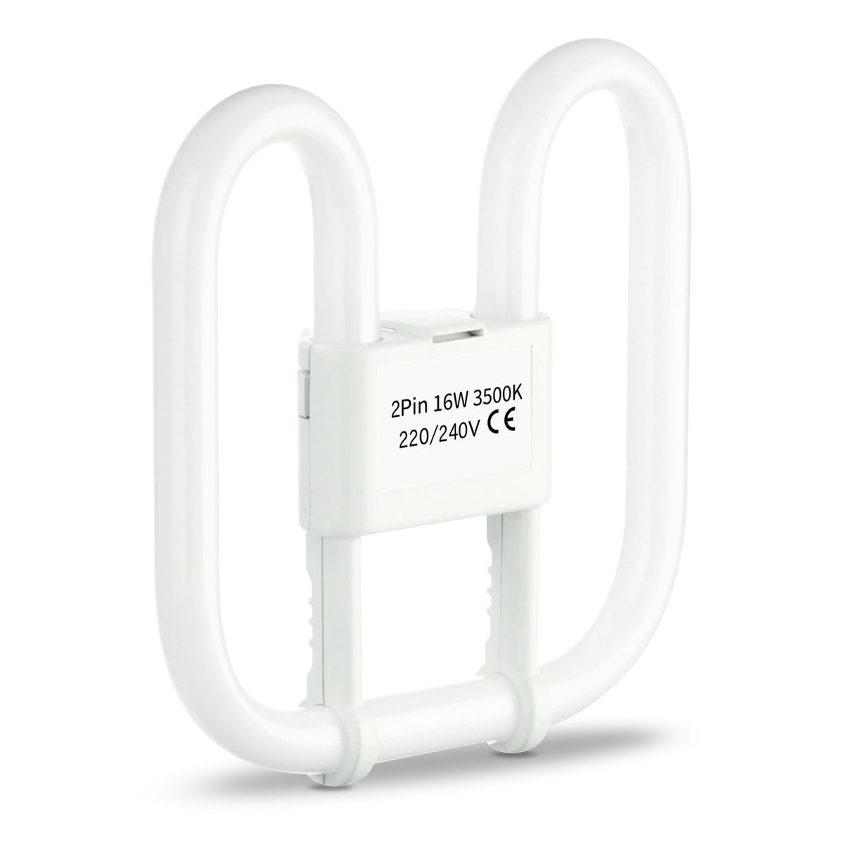 Quebec 16W 2D Square 2-Pin GR8 Cap Compact Fluorescent Lamp, Warm White 3500K, Non-Dimmable CFL Light Bulb, Energy Class A, AC 230V, DD Flat Butterfly Bulb for Flush Mount Ceiling Lighting, 8000 Hours