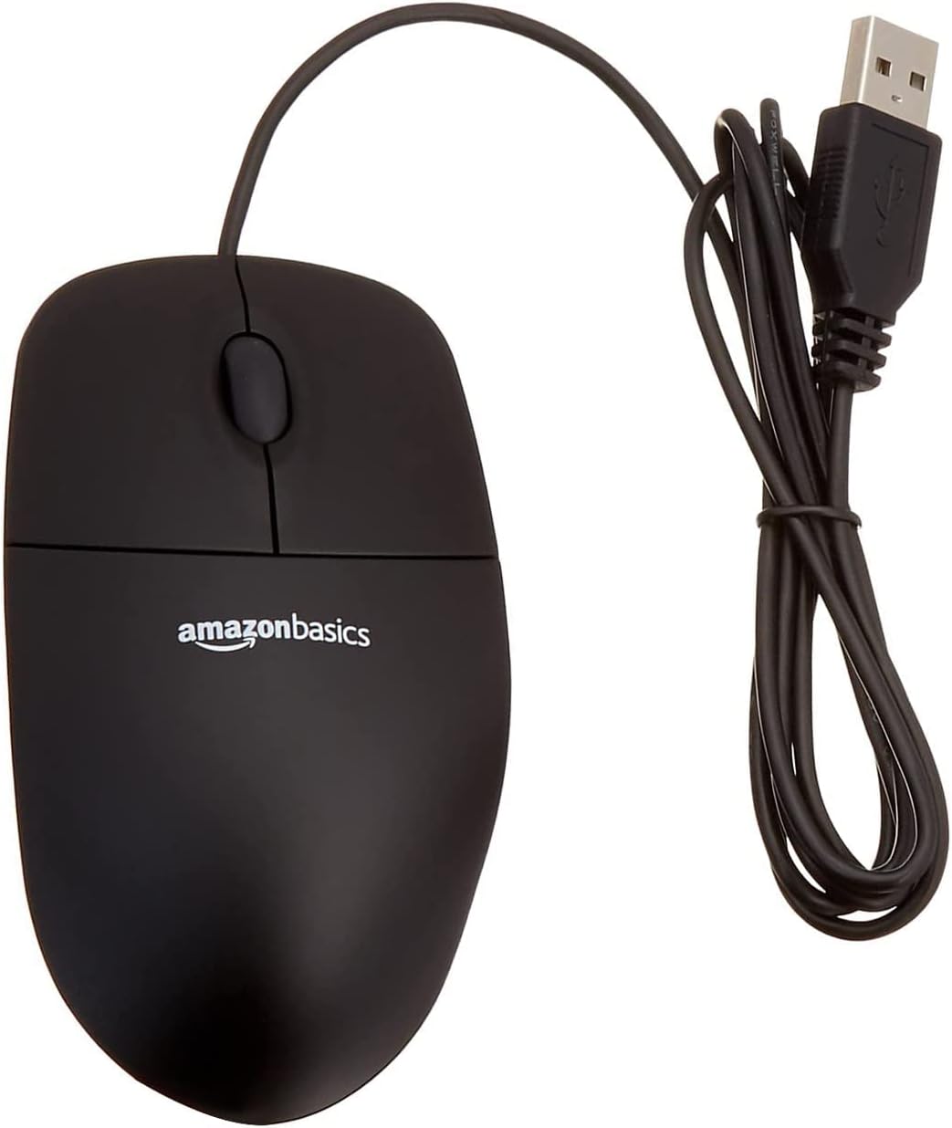 Amazon Basics Responsive and Precise 3-Button Wired USB Computer Mouse with Scrolling and Tracking, Single, Black