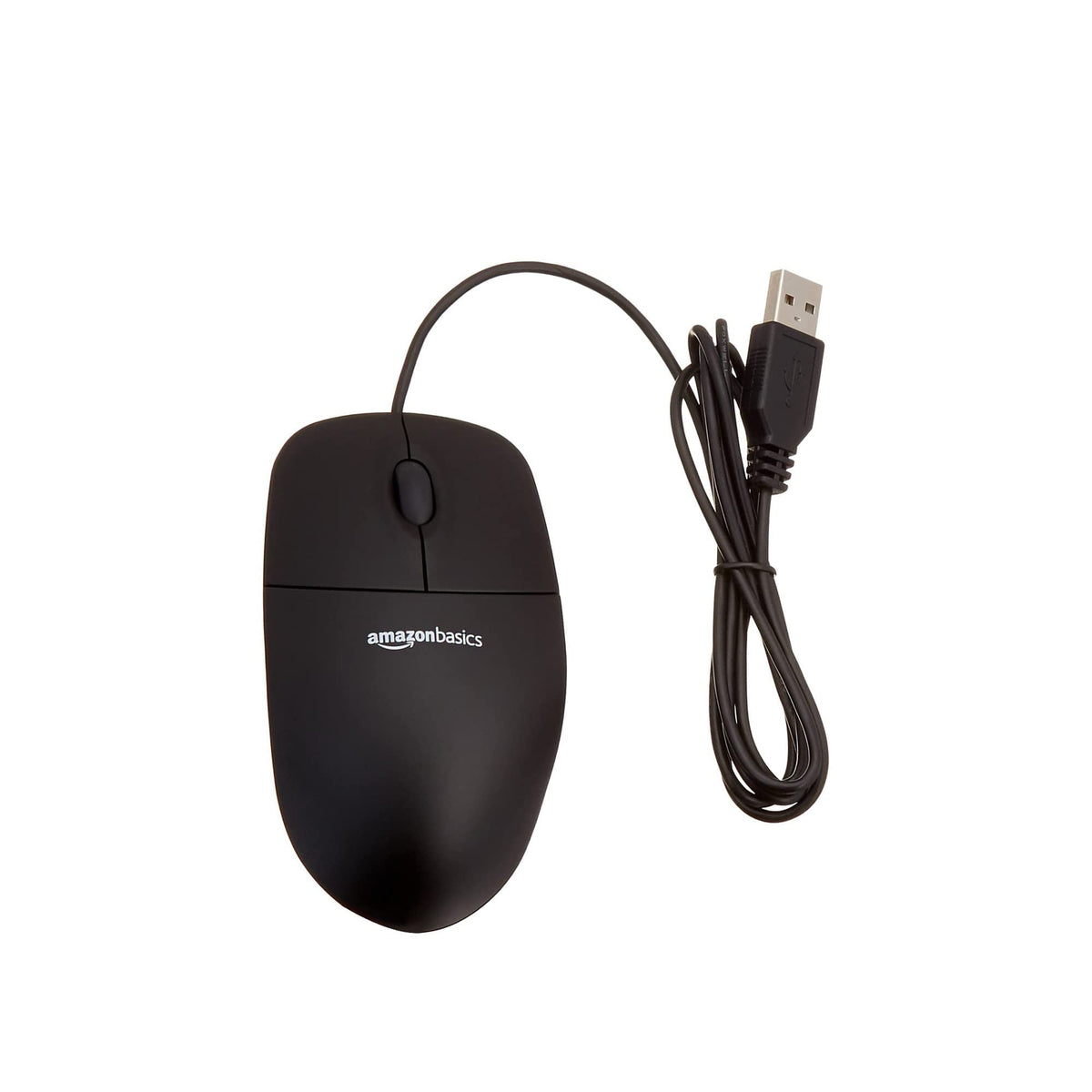 Amazon Basics Responsive and Precise 3-Button Wired USB Computer Mouse with Scrolling and Tracking, Single, Black