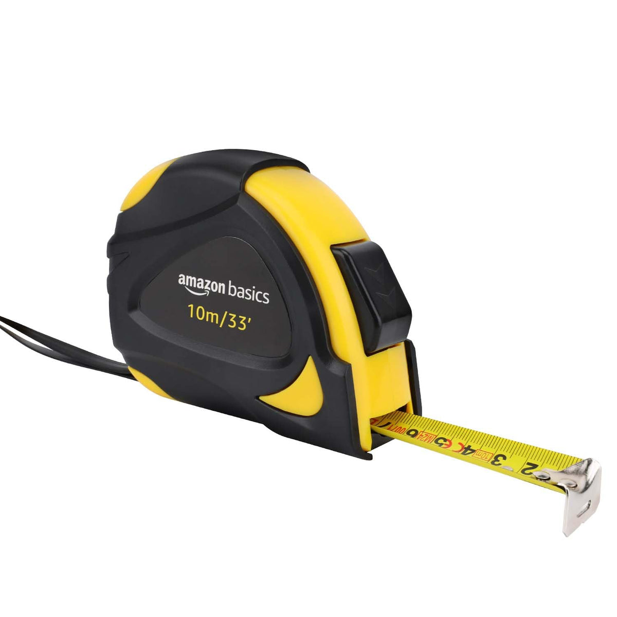 Amazon Basics Self-Locking Tape Measure, MID Accuracy, 7.6 m (2-Pack) meters Scale, Yellow